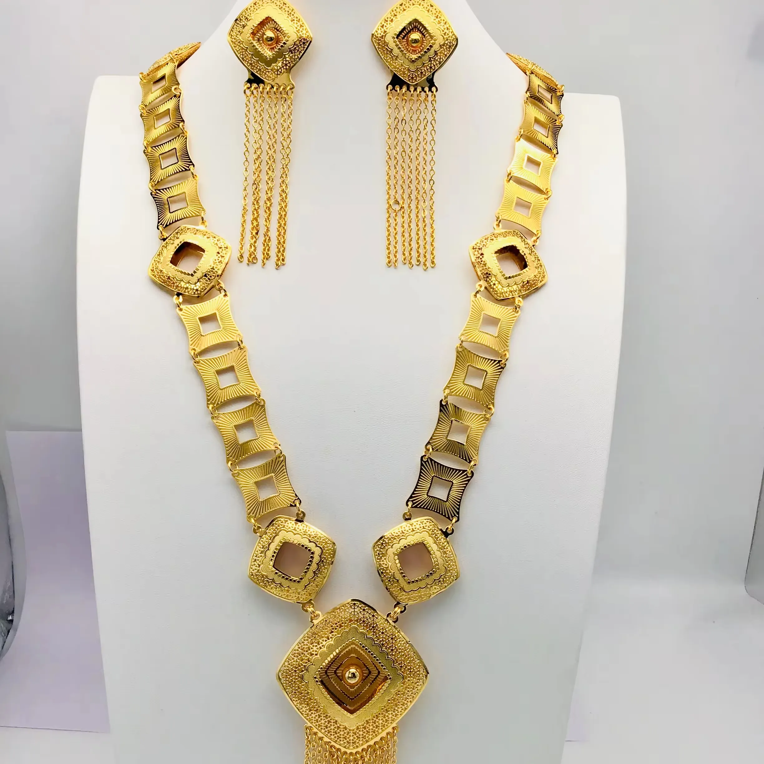 YGL длинное ожерелье комплект позолоченный онлайн дизайн модные украшения один грамм все тип длинное ожерелье для свадьбы
