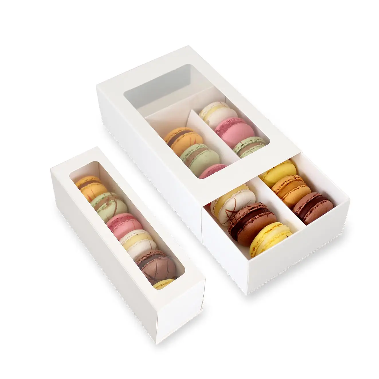 Personalizado de Luxo de Presente Preta Caixa de Embalagem Macaron Doce do Biscoito Biscoito de Alimentos Papel de Embalagem Caixa de Macaron