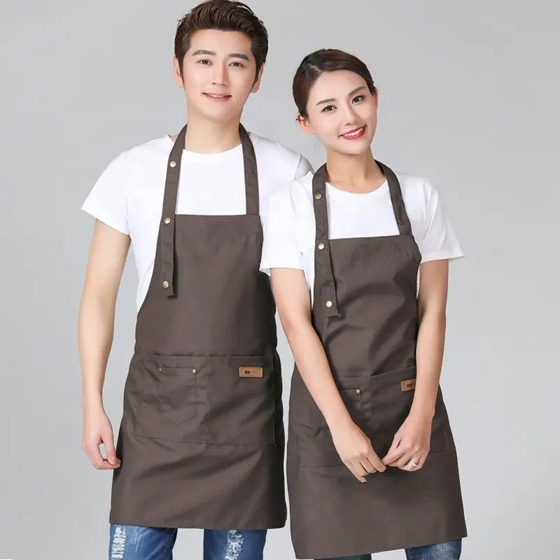 Hot Sale High Quality 100% Cotton Bib And Butcher Aprons Dark Brown Bibs For Adults Heavy Canvas Aprons