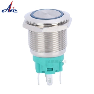 19mm 12V xe màu xanh LED ánh sáng mắt thiên thần 5A IP67 chống thấm nước kim loại đẩy nút chuyển đổi - Product Image 3
