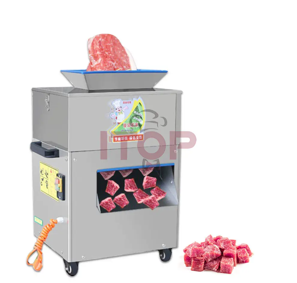 Máquina de corte de carne congelada 250 kg/h, máquina cortadora de alta eficiência para carne congelada, peixes, galinhas, pato, bacon solto, ham, fatiador cortador