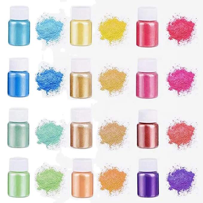 CNMI – poudre de Mica 24 pots de Pigment pour la peinture, la teinture, la fabrication de vernis à ongles, de résine époxy, de bougie, de bombes de bain, de Slime