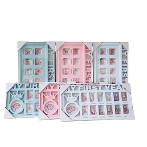 Bebek <span class=keywords><strong>12</strong></span> ay büyüme kombinasyonu fotoğraf çerçevesi Pp plastik malzeme bebek resim çerçevesi