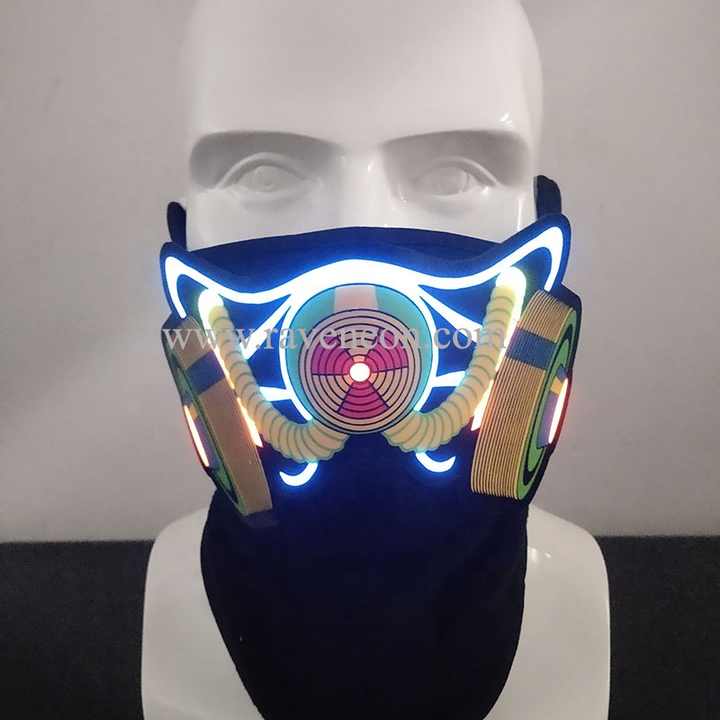 Custom Printed LED Light-Up Face Mask with Voice Control for EDC Las Vegas Parties Made of PVC