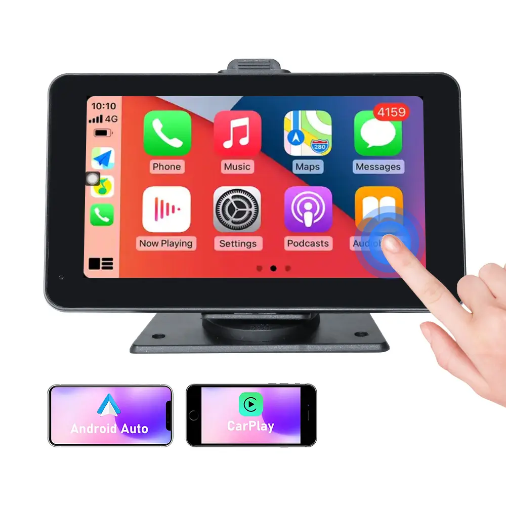 Le plus récent 7 pouces écran tactile Portable sans fil Apple Carplay Android Auto récepteur d'autoradio avec lien miroir/GPS/Siri/Google/FM