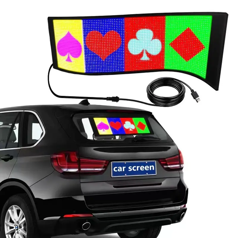 لوحة قيادة السيارة, لوحة قيادة السيارة تحكم بواسطة تطبيق السيارة DIY تصميم أنماط النص الرسوم المتحركة التمرير LED علامة قابلة للبرمجة لوحة مصفوفة مرنة LED