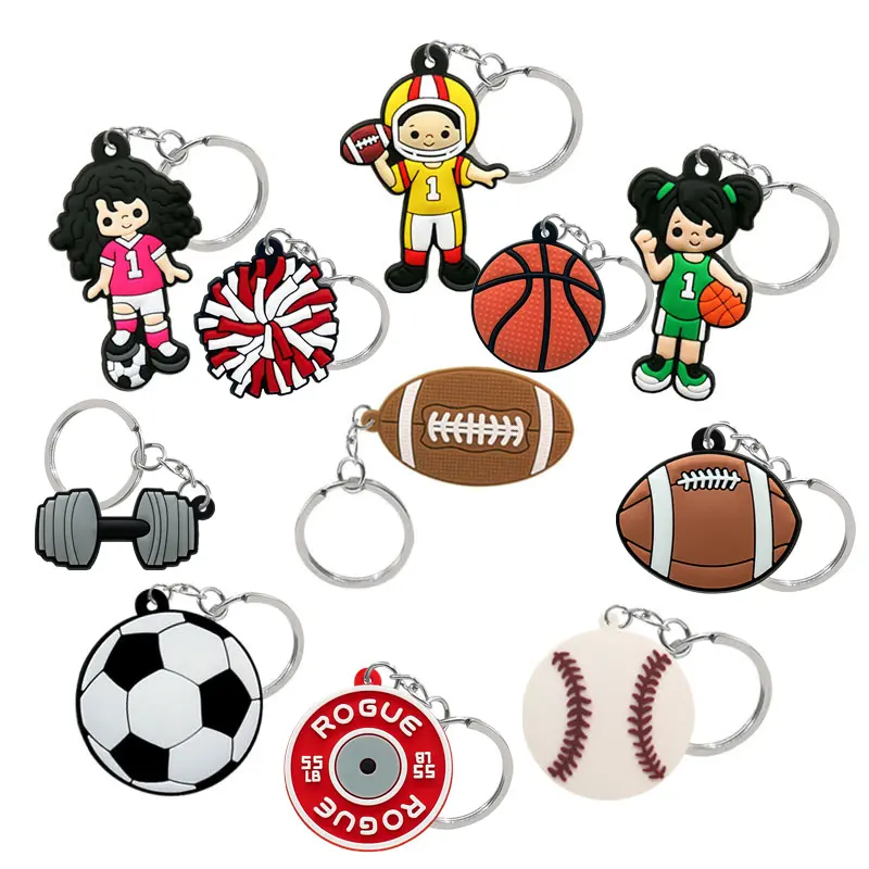 Portachiavi personalizzato in plastica in Pvc morbido con Logo 2D/3D personalizzato per sport da calcio in Pvc