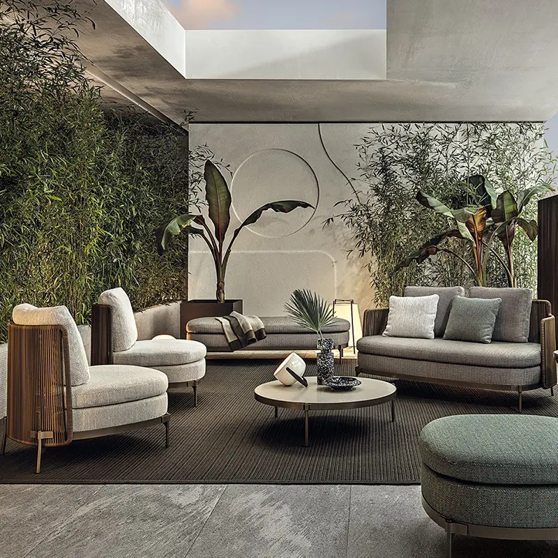 Luxury Garden Sofa Patio Rattan Sofa Set Outdoor Furniture For Hotel Resort Villa Project