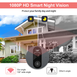 VIDEW กล้องตาแมว WiFi 1080P,กล้องมองเห็นกลางคืน Tuya สมาร์ทวิดีโอกริ่งประตูกล้องตรวจจับ PIR ควบคุมด้วยแอป - Product Image 5