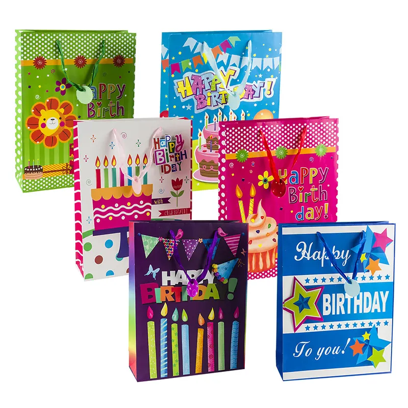 Logo personalizzato stampa bomboniera colorata goody dinosaur fairy treat bags goodie candy sacchetto regalo di carta kraft per la festa di compleanno dei bambini