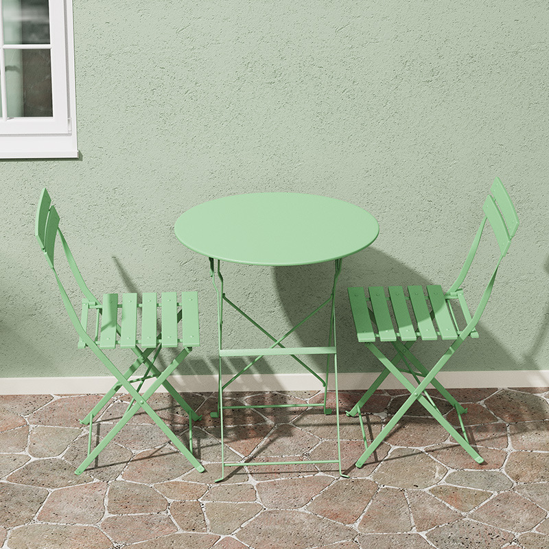 Macaron green one table and two chairs