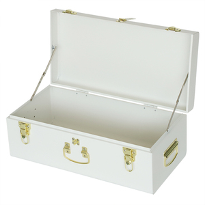 Tùy Chỉnh Màu Trắng Kim Loại Lưu Trữ Ngực Kim Loại Lưu Niệm Thân Cây Stackable Organizer Với Vàng Xử Lý - Product Image 1