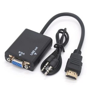 Para cable adaptador HDMI a VGA con Audio para computadora para interfaz HDMI Chaqueta de PVC para micrófono y altavoz Monitor de pantalla VGA