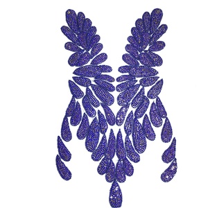 W007 קריסטל כלה Applique מחוך ריינסטון Applique שמלות תפירה על חתונה בד יהלומי מחוך