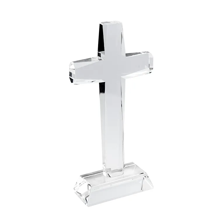 Cruz de cristal K9 personalizada, premios religiosos con soporte para regalo religioso, venta al por mayor de fábrica