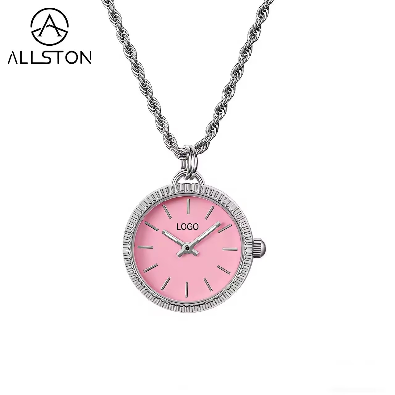 Boîtier argenté + cadran rose/012