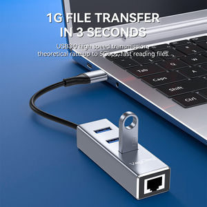 USB <strong>Type</strong> C <strong>2</strong> in 1 HUB 1000Mbps <strong>Network</strong> 3 Ports USB 3.0 <strong>Type</strong> C HUB USB to Rj45 Gigabit Ethernet Adapter Laptop Accessories - Product Image 3