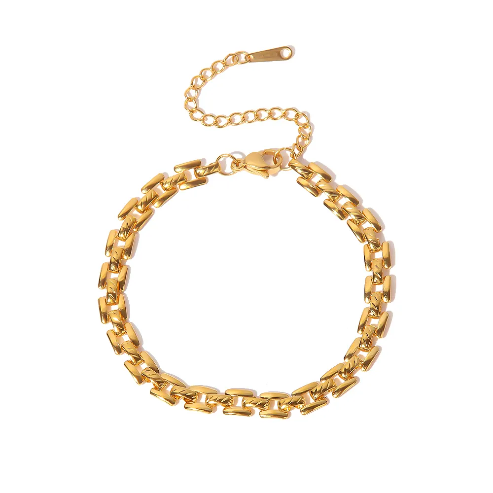 Pulsera de acero inoxidable chapado en oro de 18k para niña, joyería para fiesta, regalo geométrico, cinturón ancho