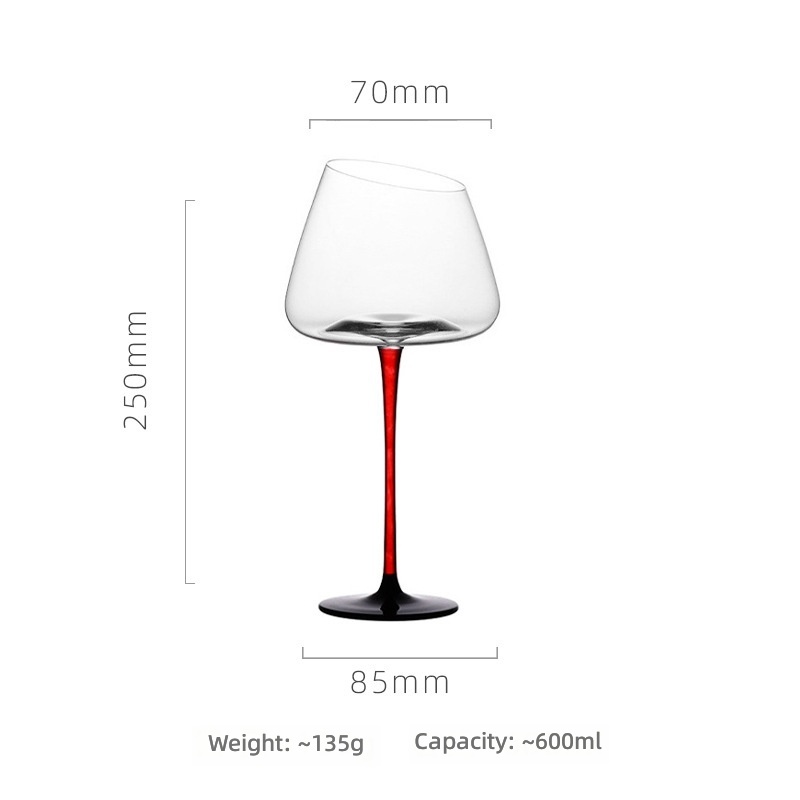 Red rod oblique big belly red wine glass (single pack)