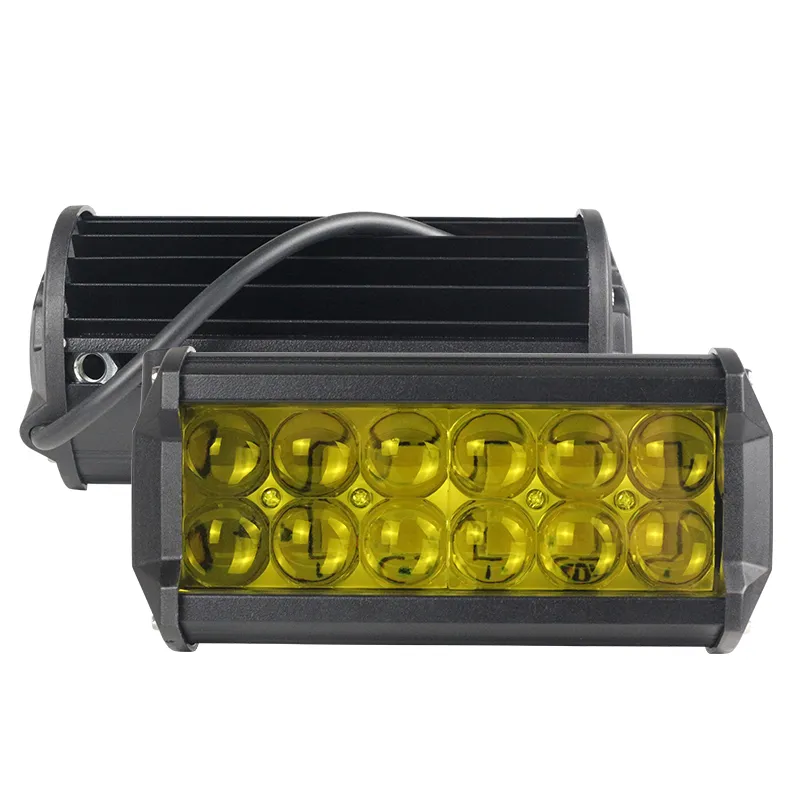 Auto part Offre Spéciale double rangées jaune 7 pouces 36W 4D lentille LED Spot lampe 9V-36V led lampe de travail barre pour ATV véhicule tout-terrain