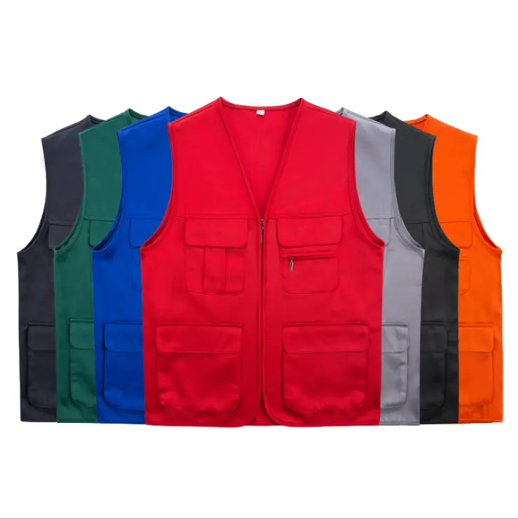 WHG9001 OEM gilet avec de nombreuses poches en gros gilet de travail sans manches pour les travailleurs bénévoles vêtements et propagande