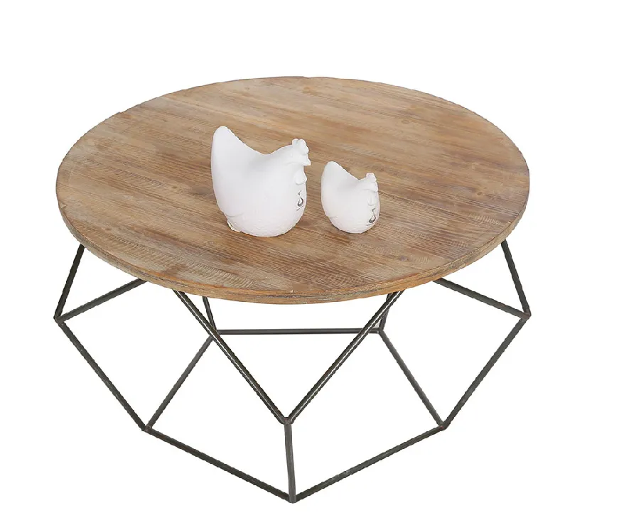 Kostenloser Versand französische amerikanische moderne Möbel personalisierter Eisencouchtisch polygonal unregelmäßig hölzerner Tisch mehrzweck
