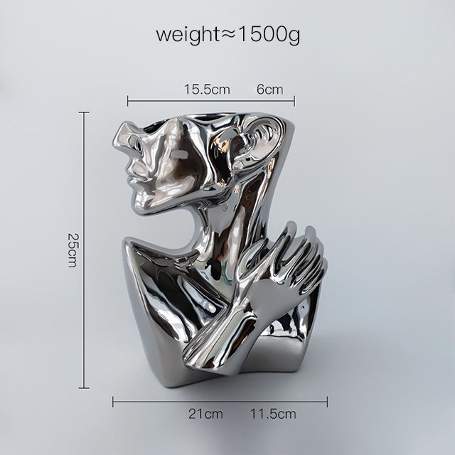 Vase sculpture buste-argent