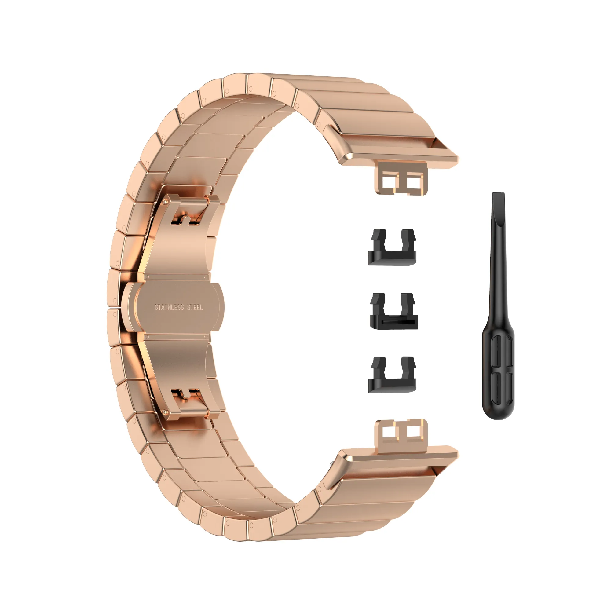 Pulseira de metal de aço inoxidável para relógio inteligente, pulseira de pulso com pulseira para Huawei, relógio novo