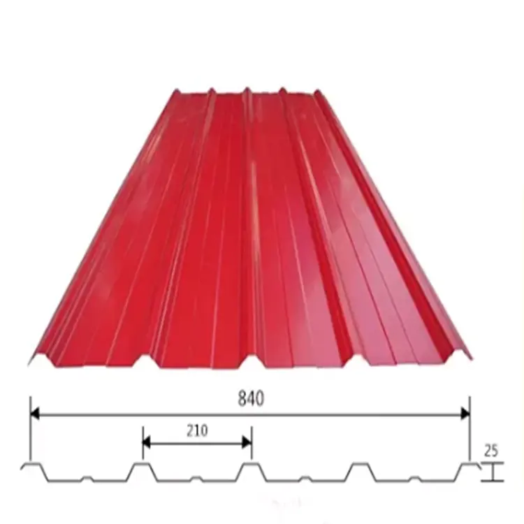 El mejor vendedor, placa de techo corrugado, espesor de 0,12mm, lámina de techo recubierta de Color rojo para construcción