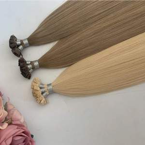 ヘアエクステンションフラット & Fチップロシアバージン人毛キューティクル無傷卸売り