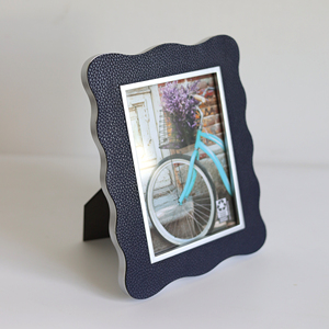 Custom OEM ODM Irregular Wavy Squiggle Organic Shape Scalloped Photo <strong>Frame</strong> Scallop Shaped Faux Leather Textured Picture <strong>Frames</strong> - Product Image 6