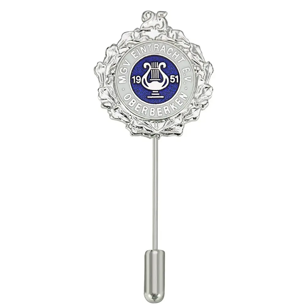 Broche de latón esmaltado Duro Personalizado, insignia con aguja larga