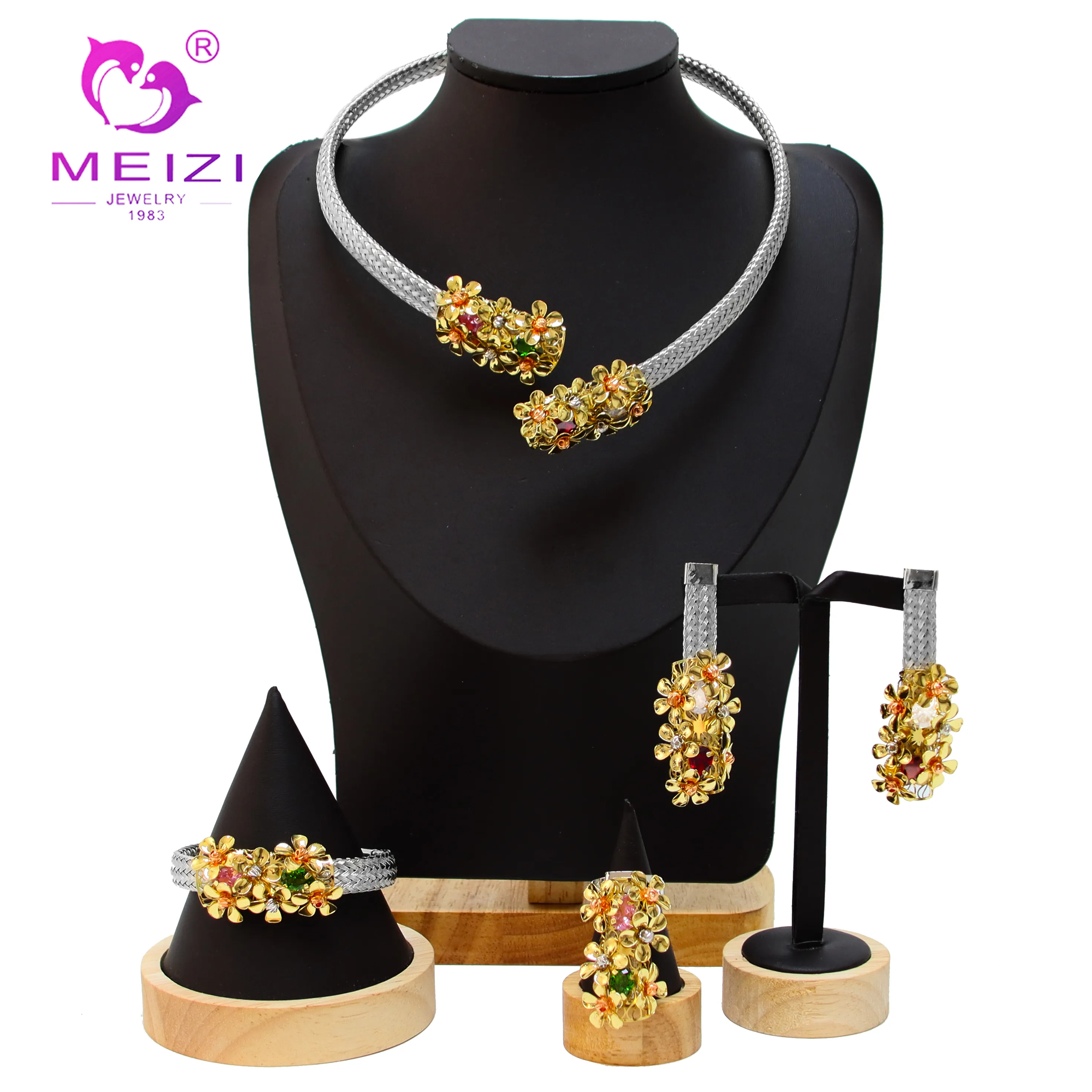 MEIZI Jewelry Latest Fashion Dubai Gold Plated Jewelry Sets For African Women's Exquisite Wedding Banquet Dating Jewelry