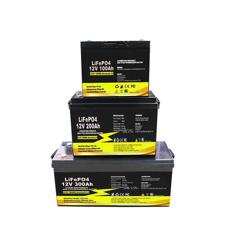 Batteria ricaricabile intelligente Bms Bluetooth 12v 24v agli ioni di litio 48v 100ah batteria al litio 400ah 200ah 120ah 100ah batteria Lifepo4