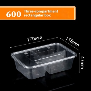 使い捨て厚いプラスチック製ランチボックス長方形5コンパートメントスナック中国製食事容器4コンパートメントパッキングボックス - Product Image 6