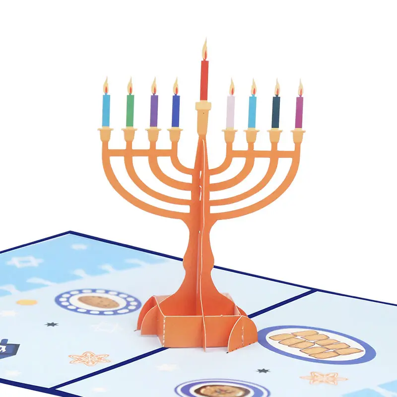 3D Pop-Up Chanukka Karten Geschenke Kerzenhalter Grußkarten Geburtstags karte 3D Kreatives Geschenk