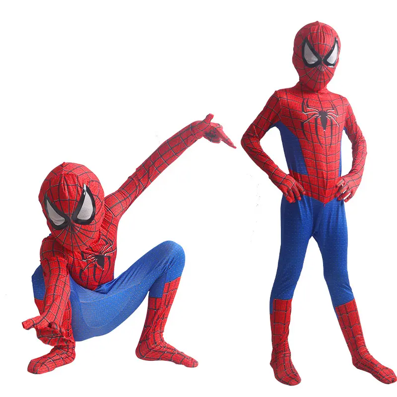 男の子卸売新着アメージングスパイダーマンタイトジャンプスーツセットパーティーコスプレギフト子供用ハロウィンコスチューム