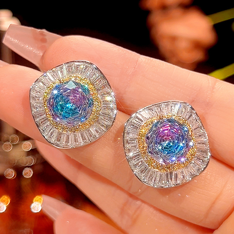 Pink Blue ear studs