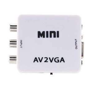 480p HD y reducción de ruido compuesto RCA a VGA adaptador AV a VGA convertidor con audio de 3,5mm para monitores CRT/reproductores de DVD
