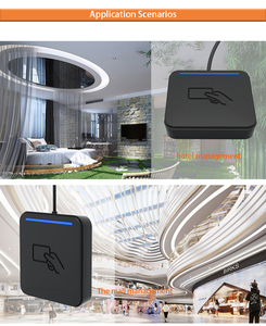 UHF-RFID-Desktop-Lesegerät mit großer Reichweite 860-960MHz Frequenzkarten-Etiketten leser mit NFC-USB-Kommunikation schnitts telle Kunststoff material