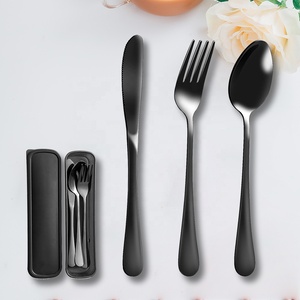 制造商现代简约简约户外野营黑色餐具餐具套装旅行用具带盒 - Product Image 3