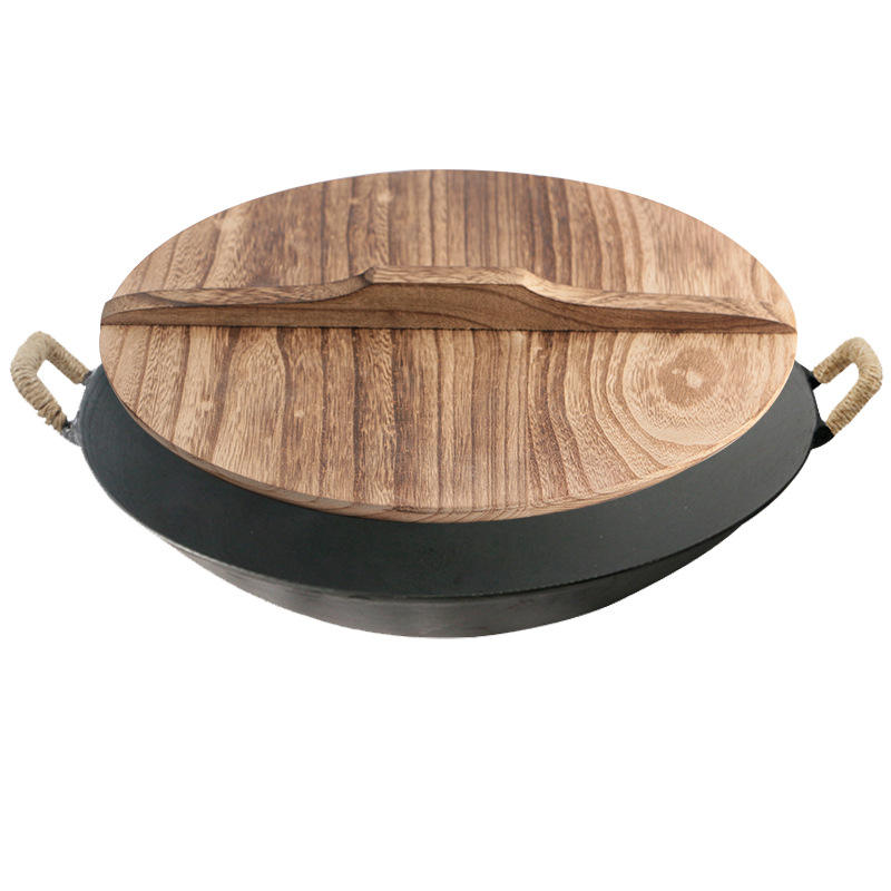 32cm pre-cooked wooden lid with binding rope included