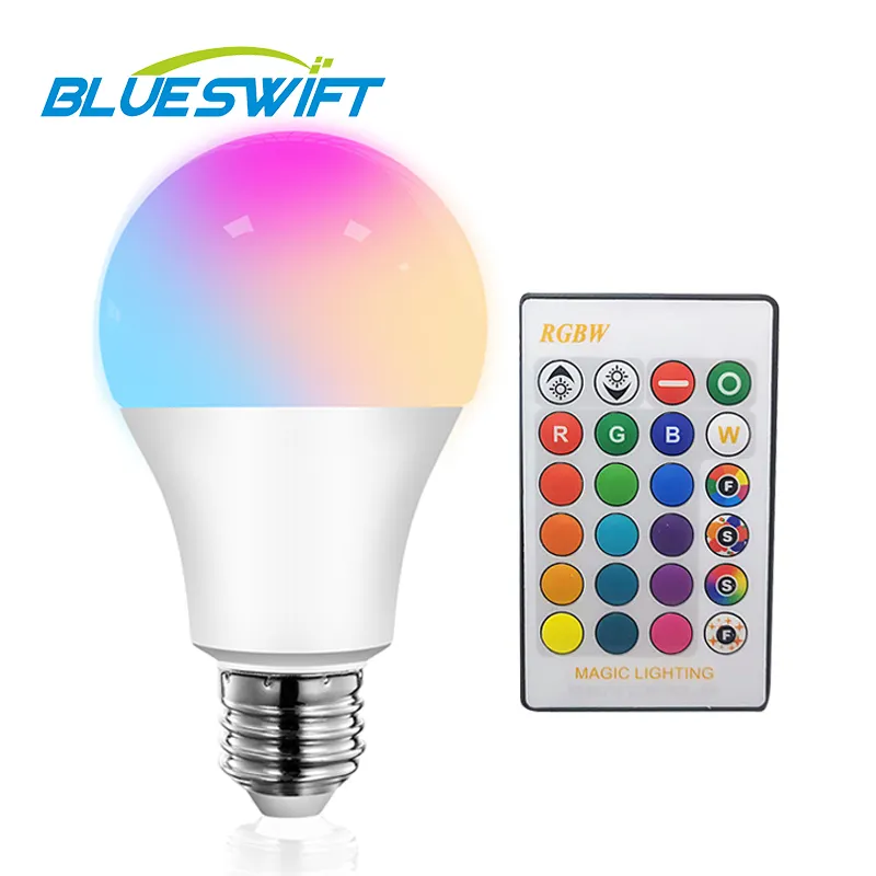 Lampadina a LED RGB a vendita calda 16 colori che cambiano telecomando IR E26 E27 lampadina intelligente 7w lampadina RGB