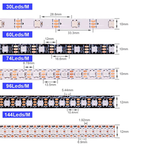 Высококачественный rgb свет ws2812b Светодиодная лента <span class=keywords><strong>ws2811</strong></span> DC12v 5v 24v 10 мм адресуемый пиксельный светодиодный контроллер света Умный программируемый - Product Image 2