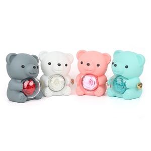 2025 New Style Single Hidden Eternal Rotating <strong>Hugging</strong> Bear Jewelry <strong>Box</strong> With Preserved or Soap Roses - Product Image 4