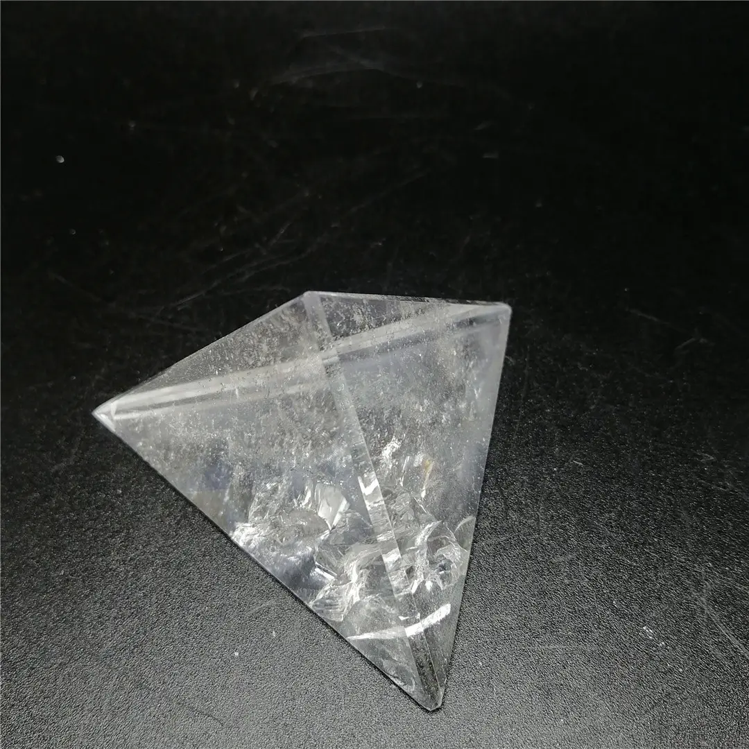 3 Sides Hot Selling Energy Healing Customized Feng Shui Egyptian Clear Quartz Crystal Pyramid For Chakra