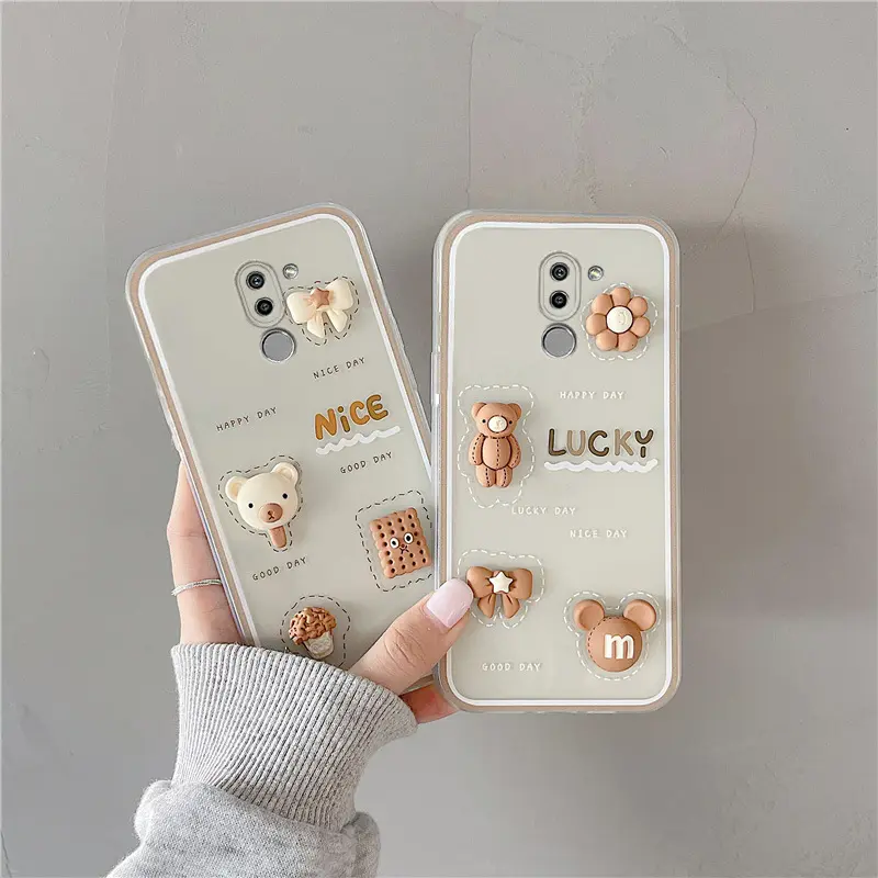 For Huawei glory series mobile phone case silicone three-dimensional soft back cover 3D cute cartoon bear case wholesale