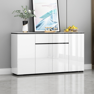 יוקרה חדר אוכל מודרני ריהוט חדר אוכל שולחן בר קונסולת עץ עם צד אחסון לבן עליון שיש - Product Image 1