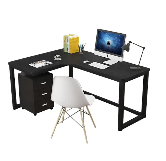 Mesa de escritório de madeira modular forma em l, mesa executiva de uso específico