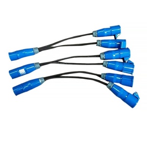 CEE <strong>Split</strong> Extension Cable <strong>Input</strong> with 16A/3pin CEE Type Plugs <strong>and</strong> <strong>Output</strong> 2way of 16A/3pin CEE Type Sockets Flexible Cable - Product Image 1